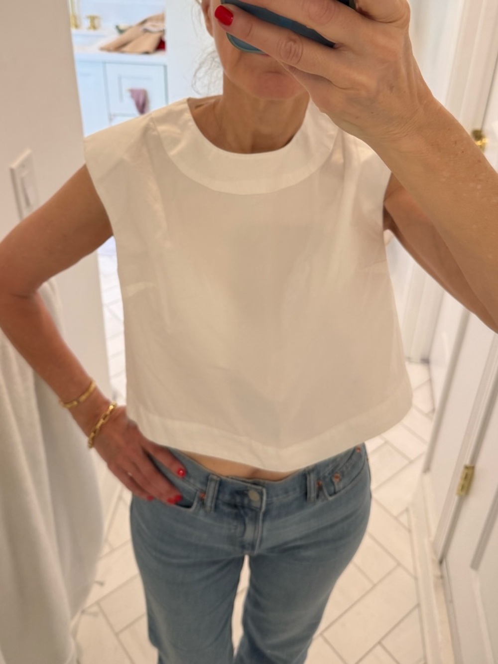 Julia Amory cotton Sleeveless Cropped Shell Top